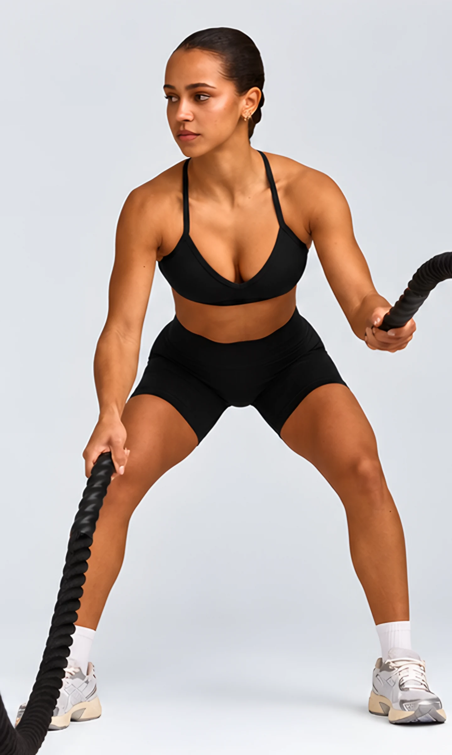Classy Strappy Sports Bra, worn, in motion