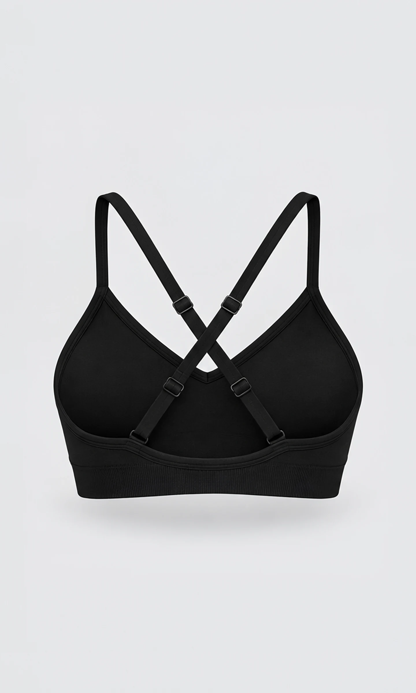 Classy Strappy Sports Bra, back view, flat, crossed straps