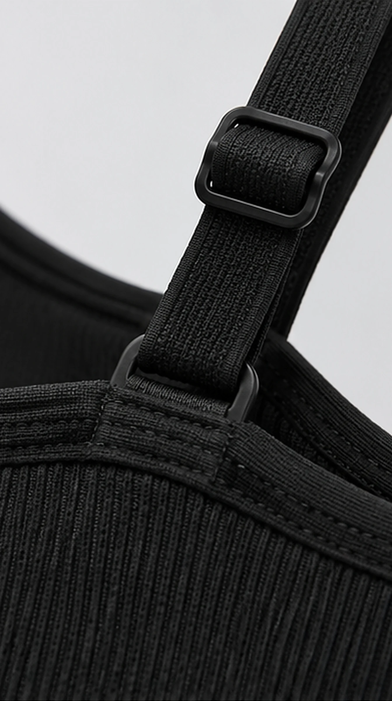 Classy Strappy Sports Bra, close-up of the adjustable strap and ring