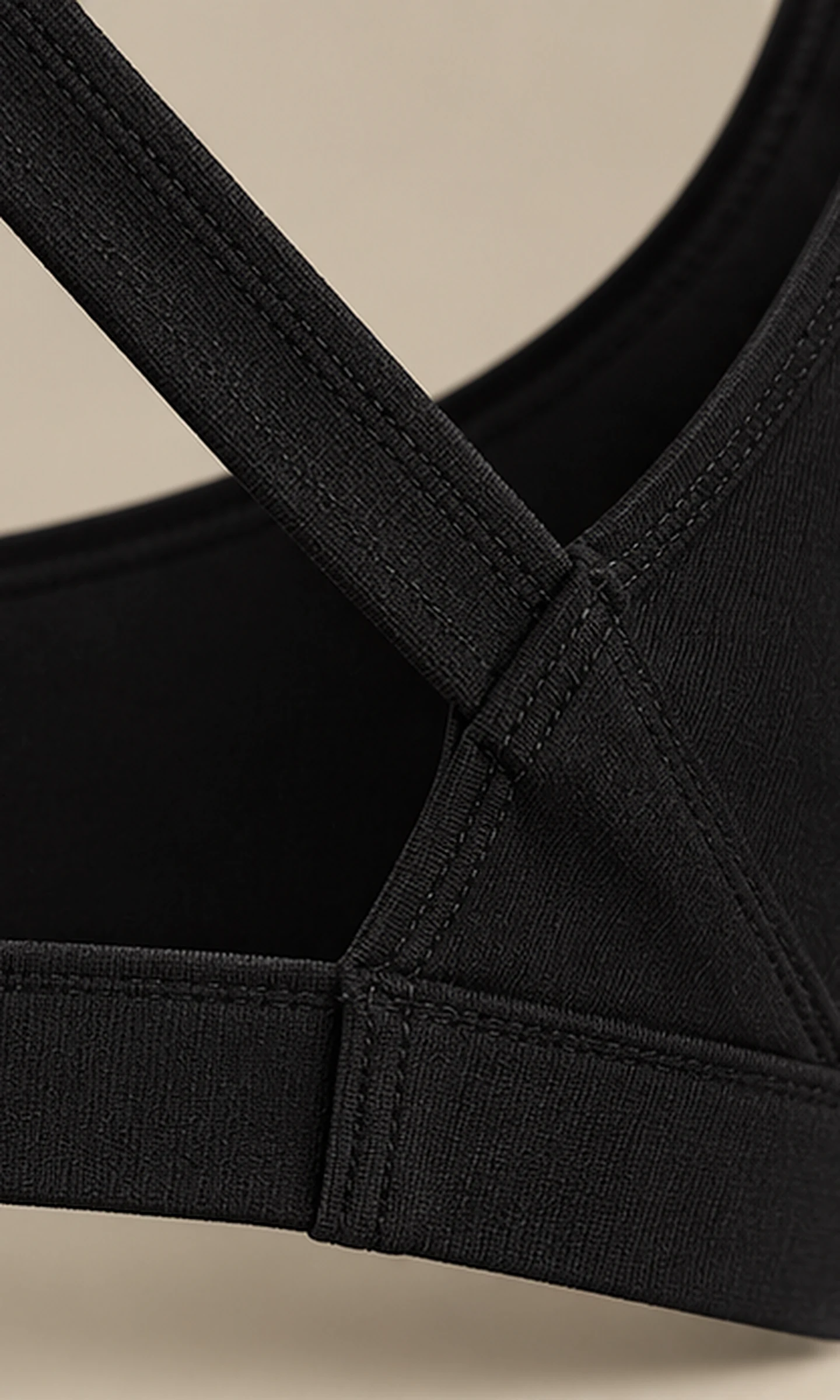 Classy Cross Back Bra, close-up of where the straps cross and join the band