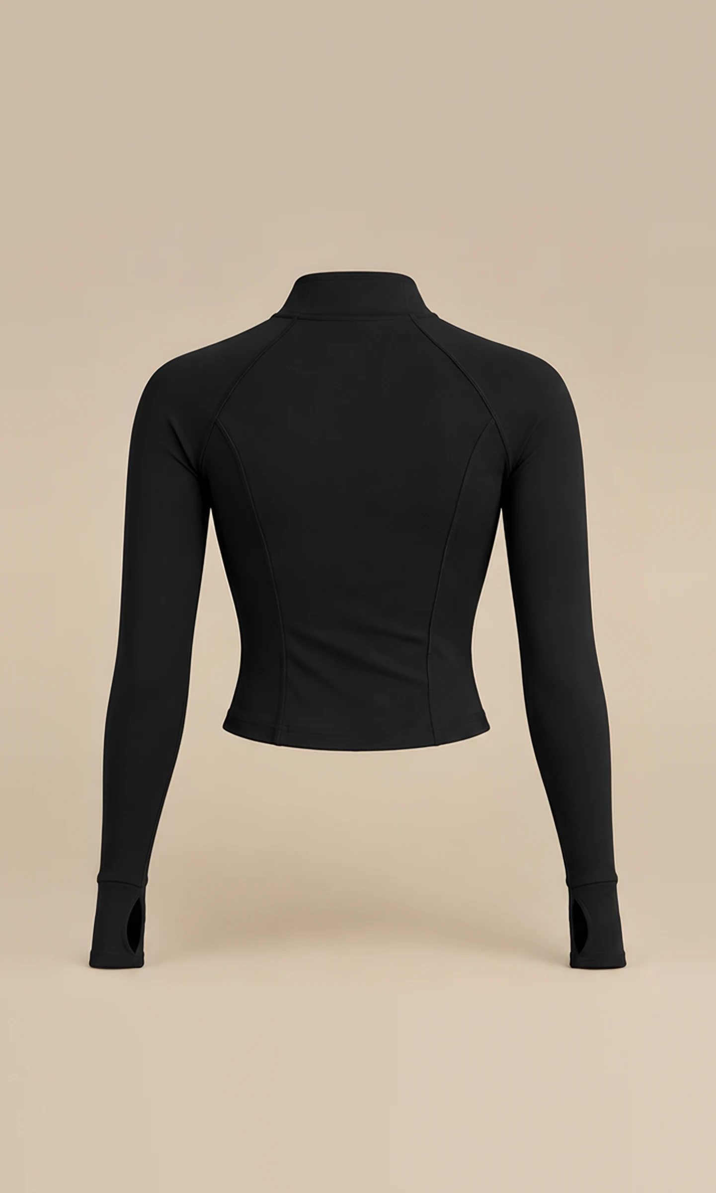 Classy Long Sleeve Zip Through Jacket, back view, flat