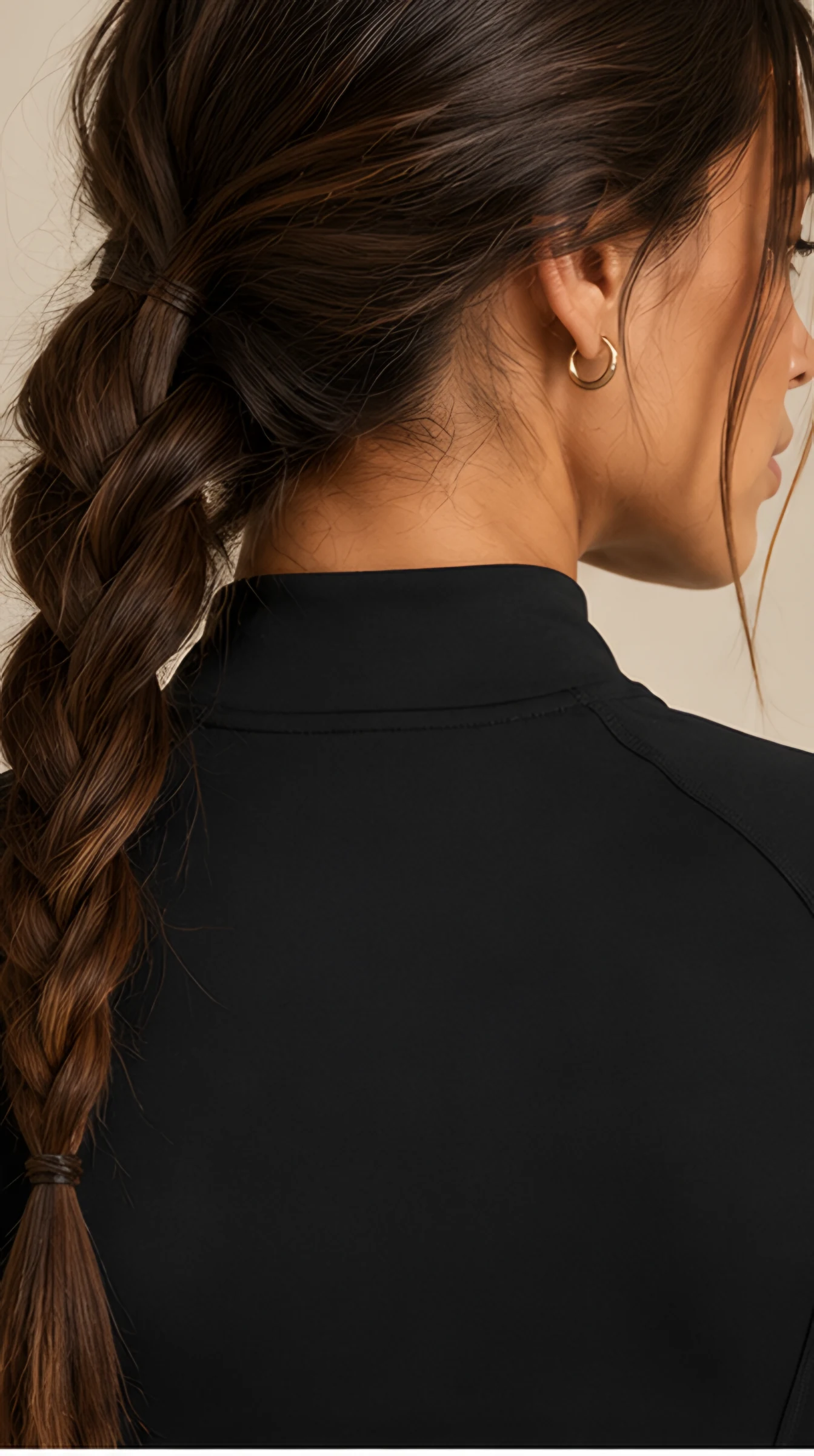 Classy Long Sleeve Zip Through Jacket, worn, close-up of the back of the collar and the raglan seam