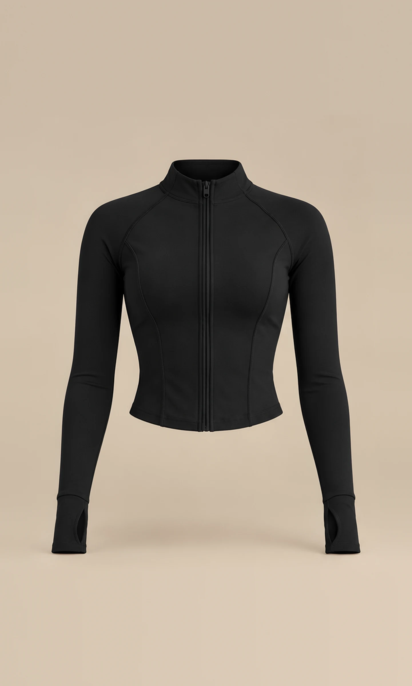 Classy Long Sleeve Zip Through Jacket, front view, flat