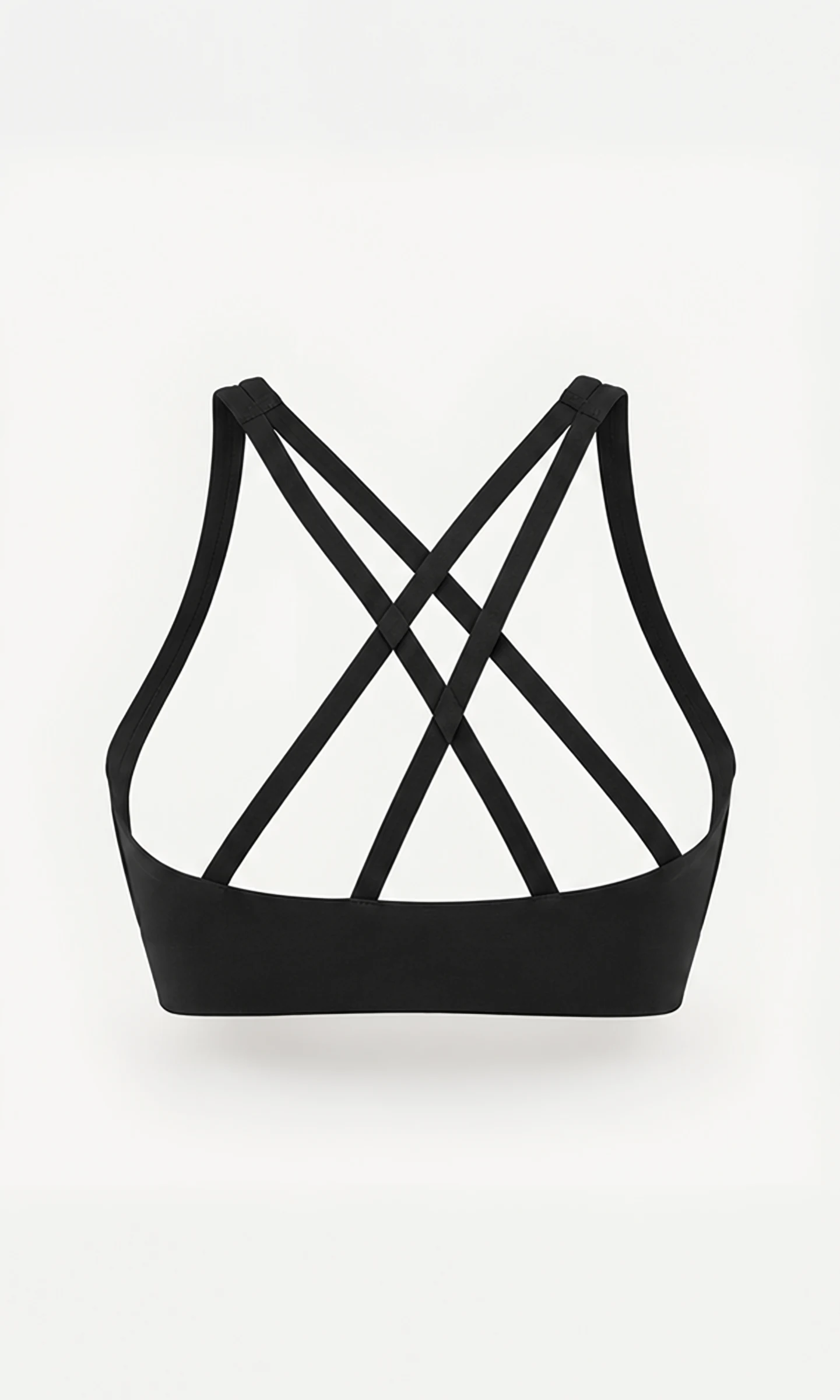 Classy Soft High Neck Sports Bra, back view, flat, crossed straps