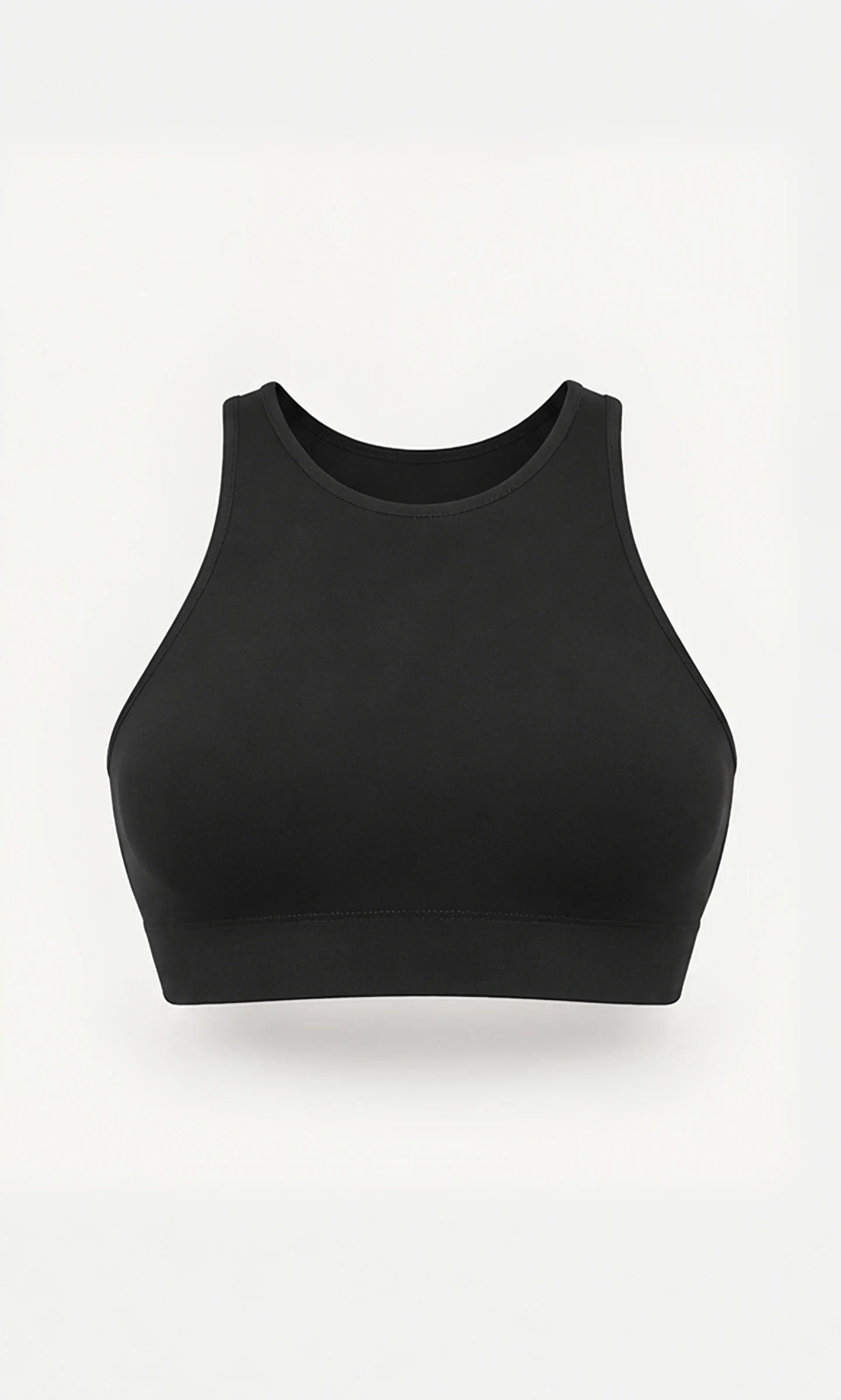 Classy Soft High Neck Sports Bra, front view, flat