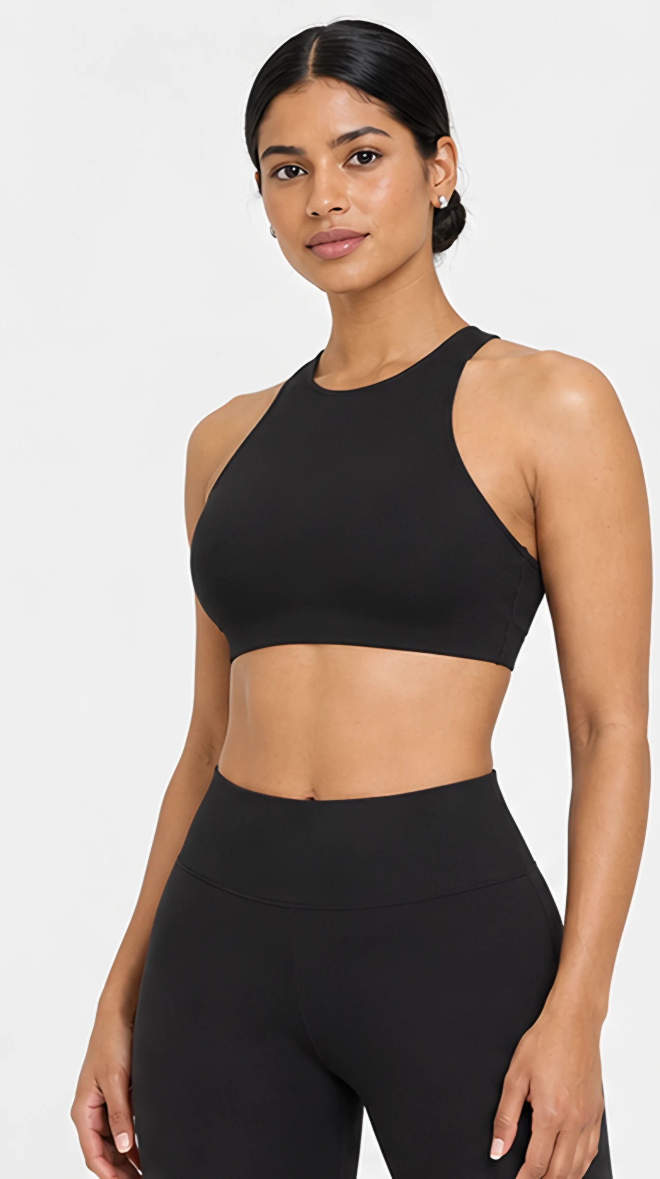 Classy Soft High Neck Sports Bra, worn, front