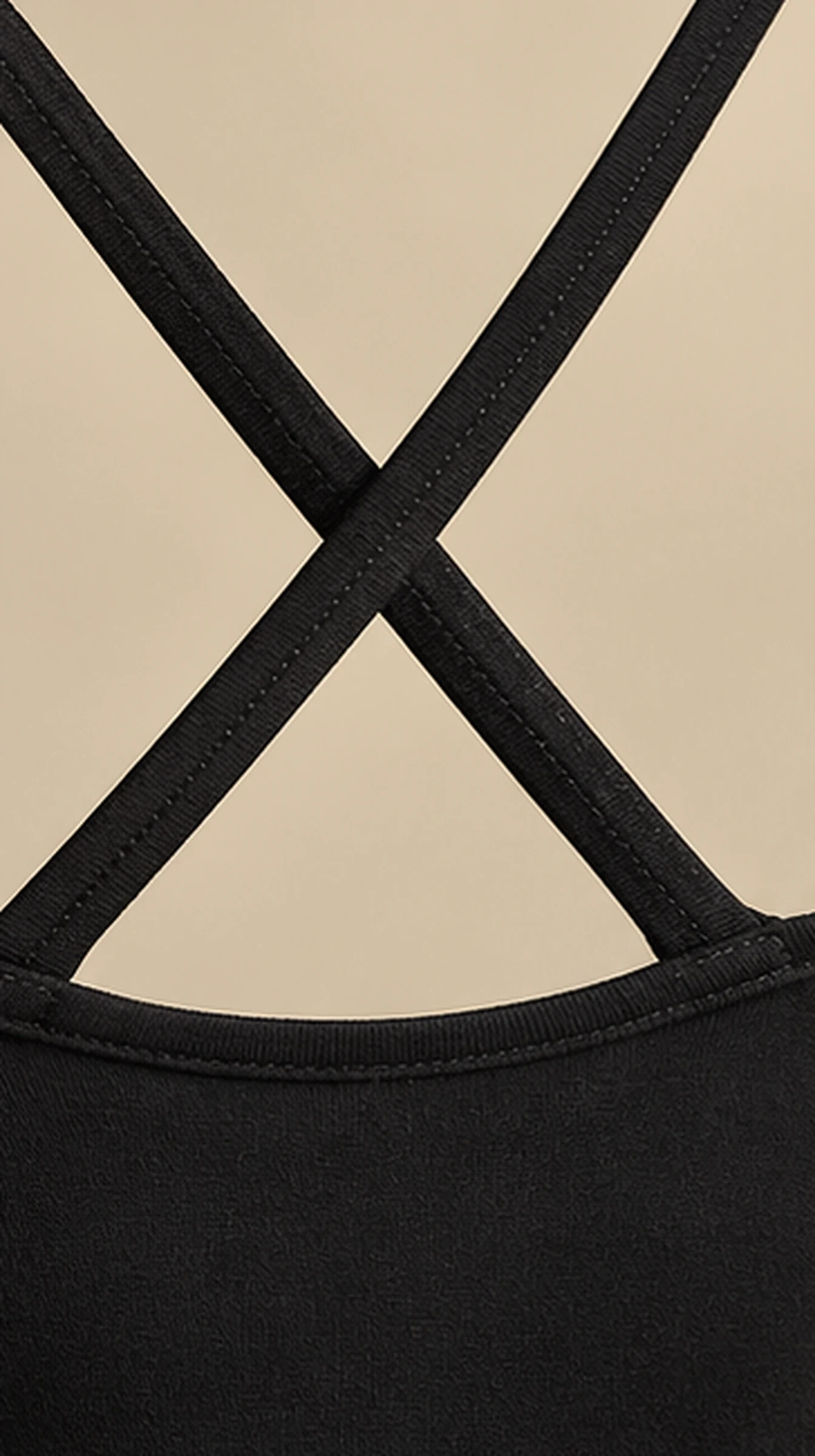 Classy Spaghetti Strap Tank, close-up of the crossed straps and the neckline