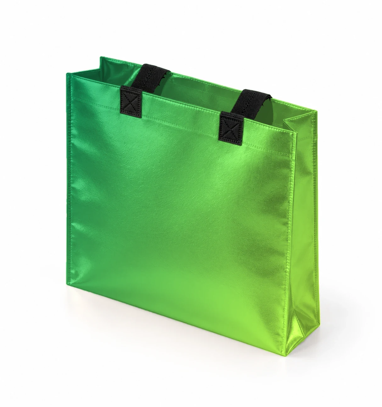 Coated bag, standing angled – Emerald–Lime shade