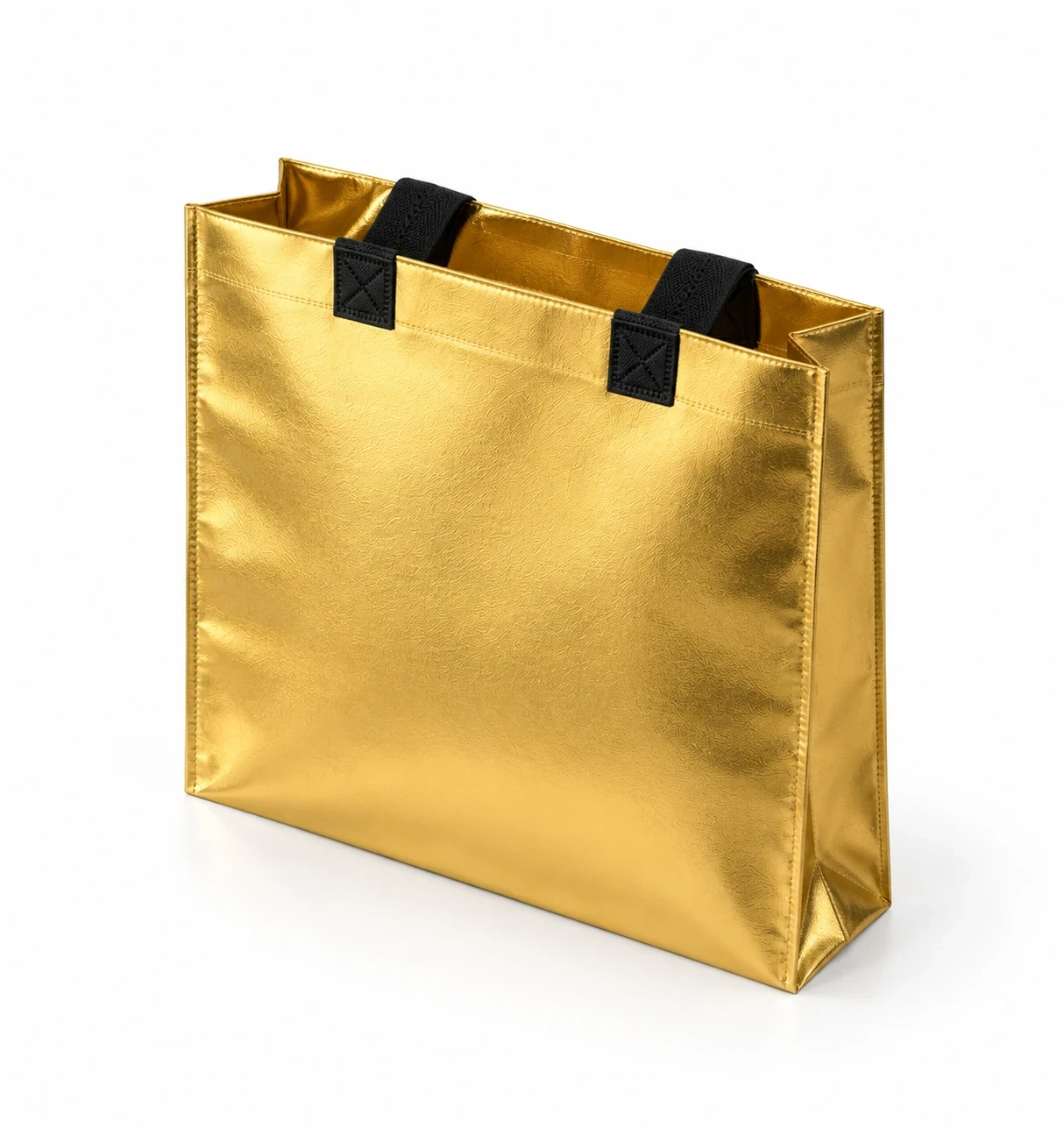 Coated bag, standing angled