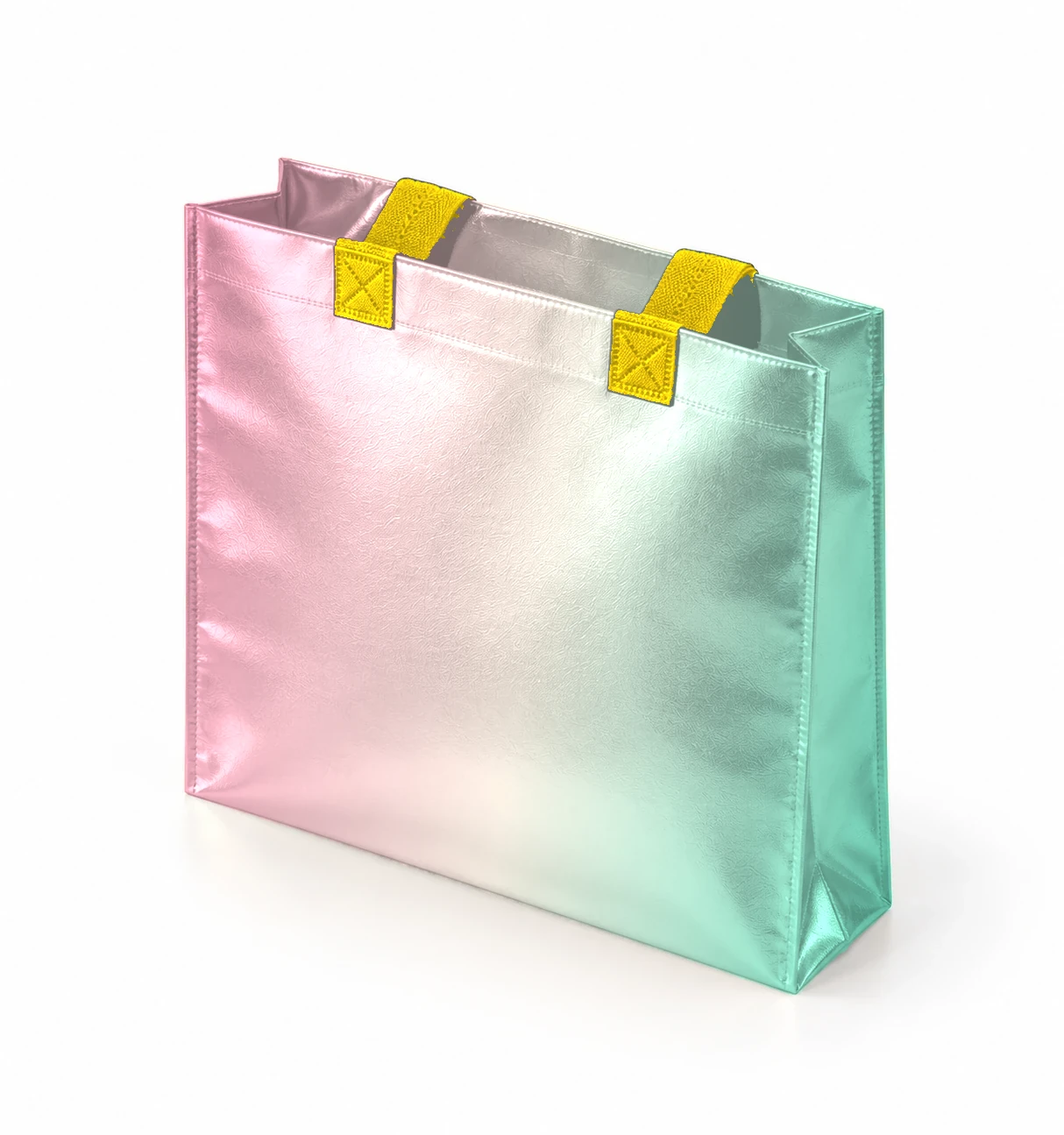 Coated bag, standing angled – Pink–Mint shade