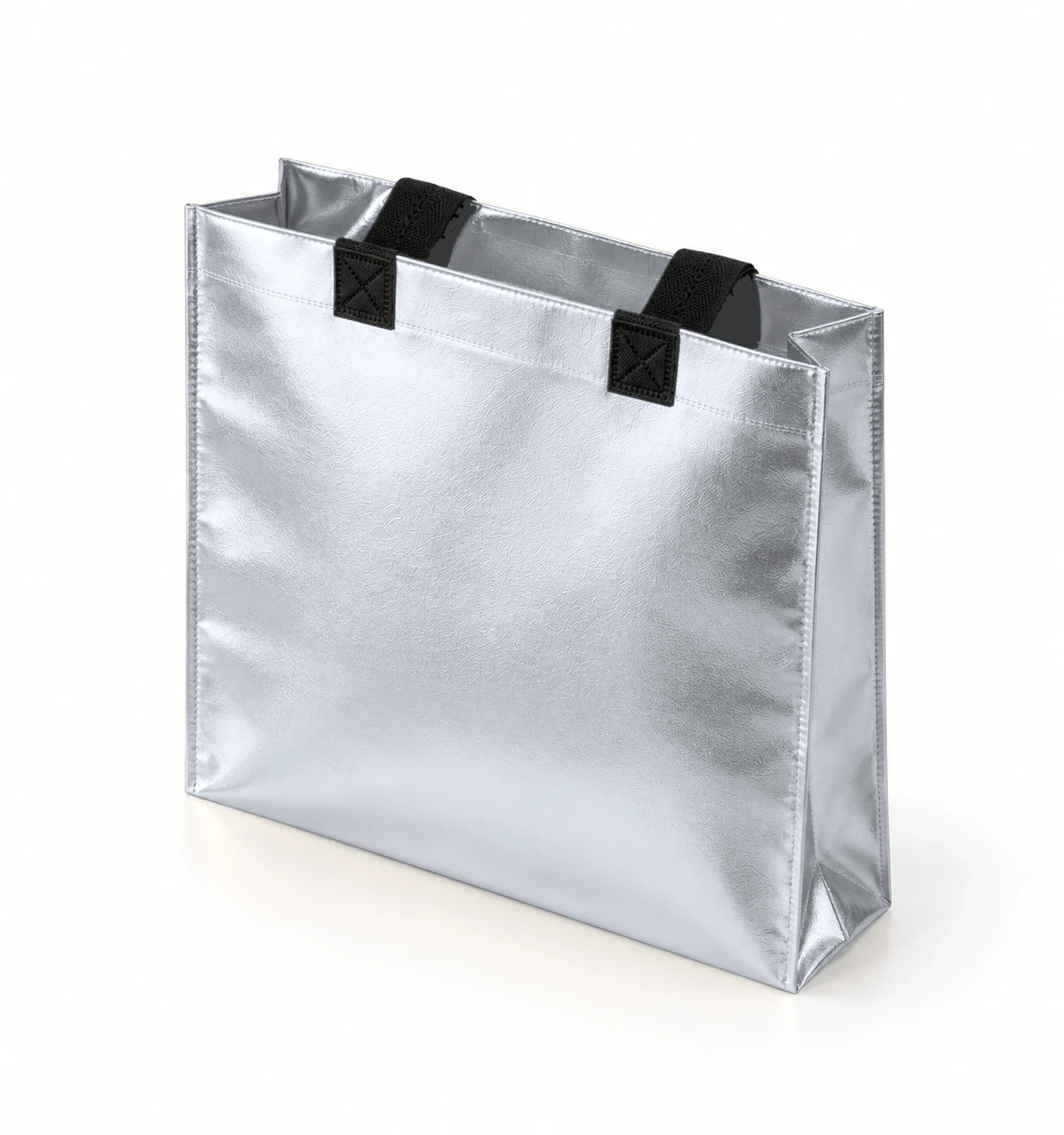 Coated bag, standing angled – Silver