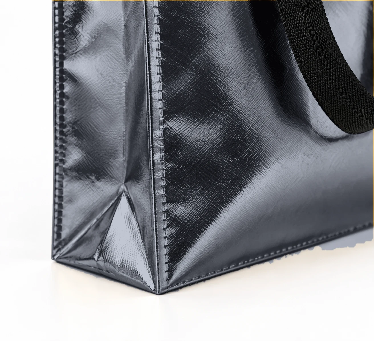 Coated bag, gusset close-up – Graphite