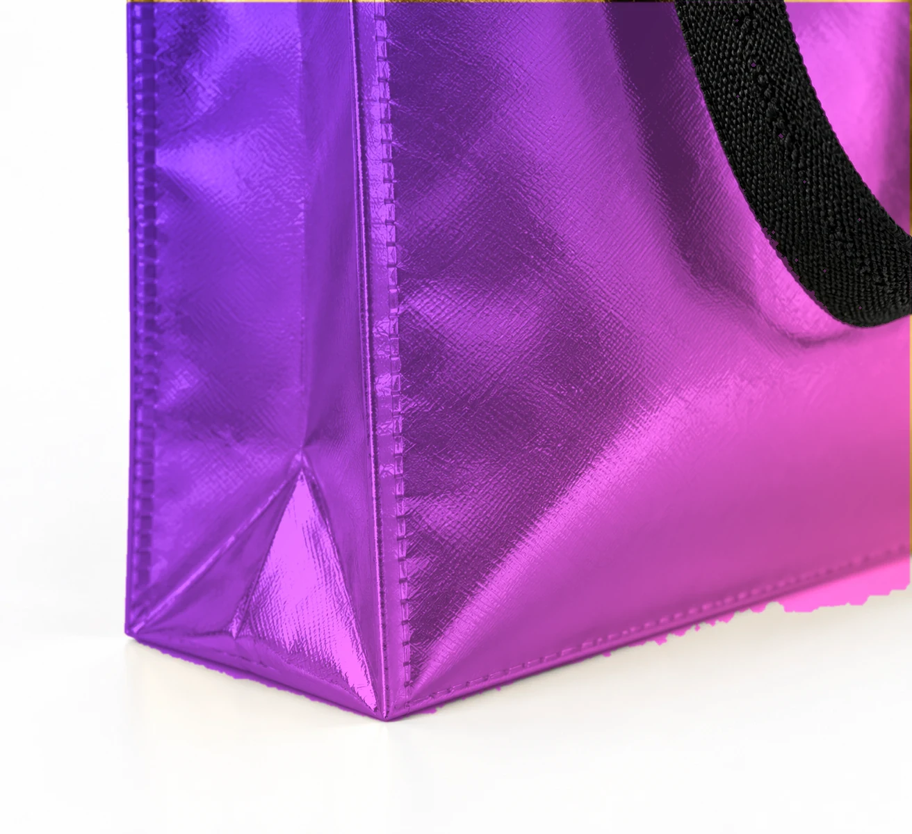 Coated bag, gusset close-up – Purple–Pink shade