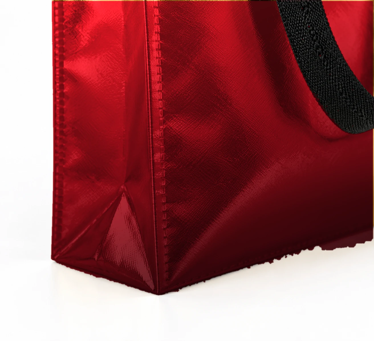 Coated bag, gusset close-up – Red–Black shade