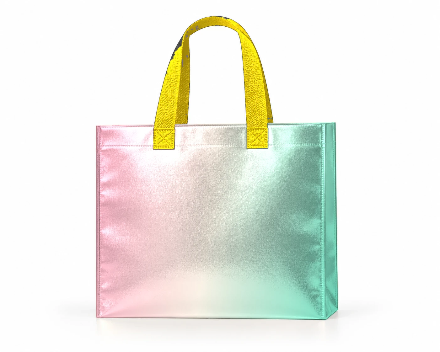 Coated bag, front view – Pink–Mint shade