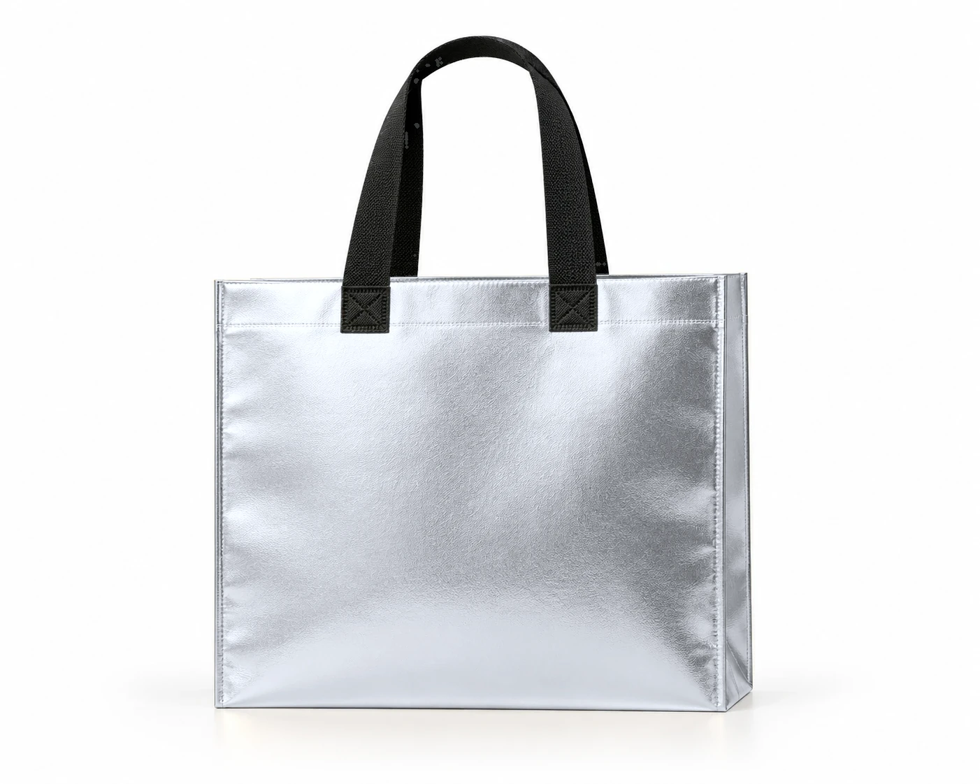 Coated bag, front view – Silver