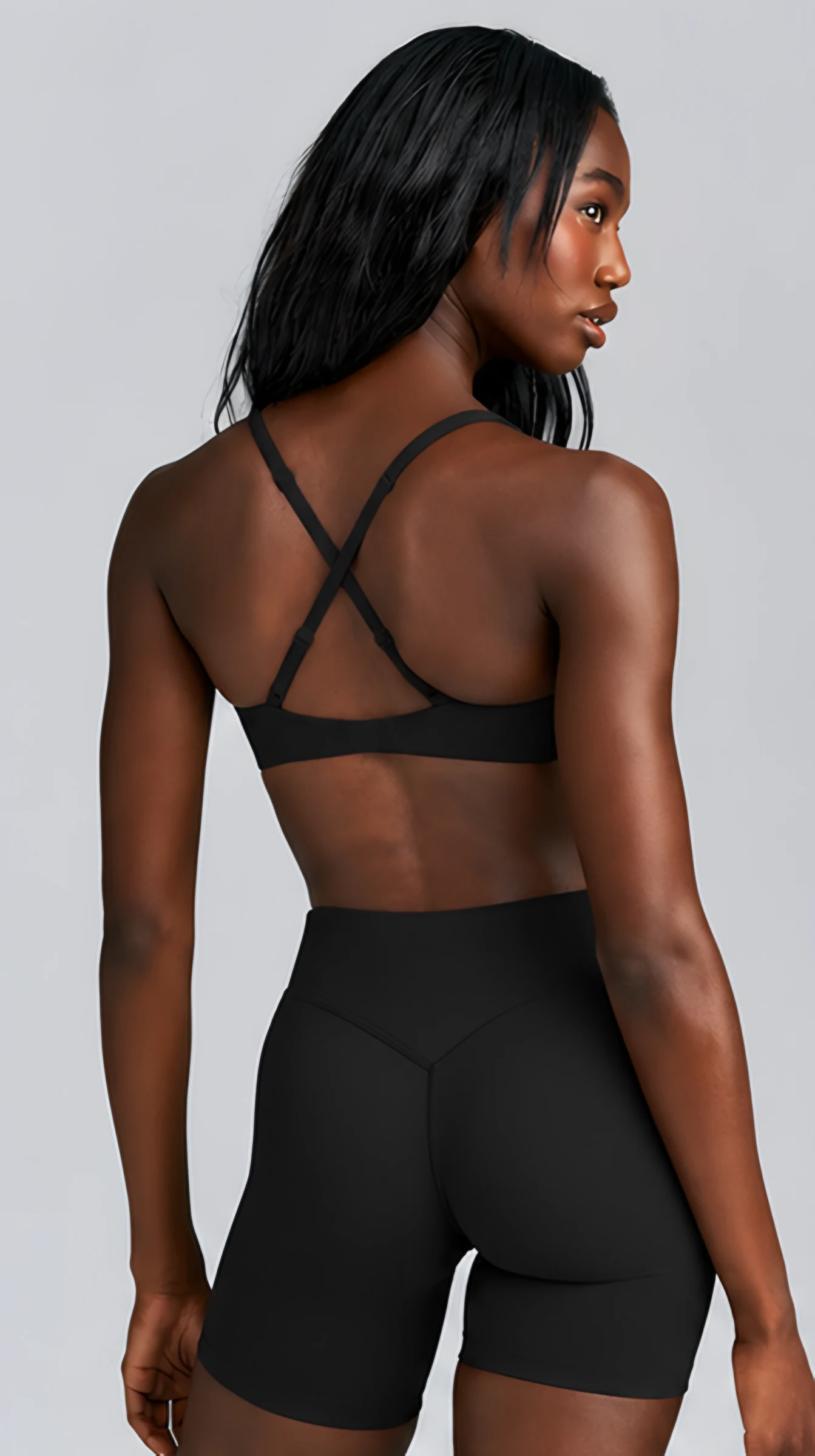 Classy Everyday CrossOver Bralette, worn, back with crossed straps
