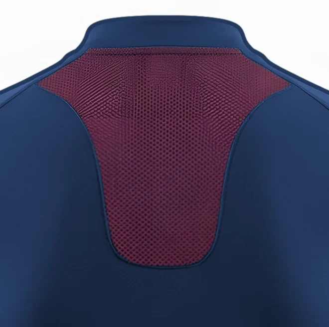 Mesh panel across the upper back of the jersey