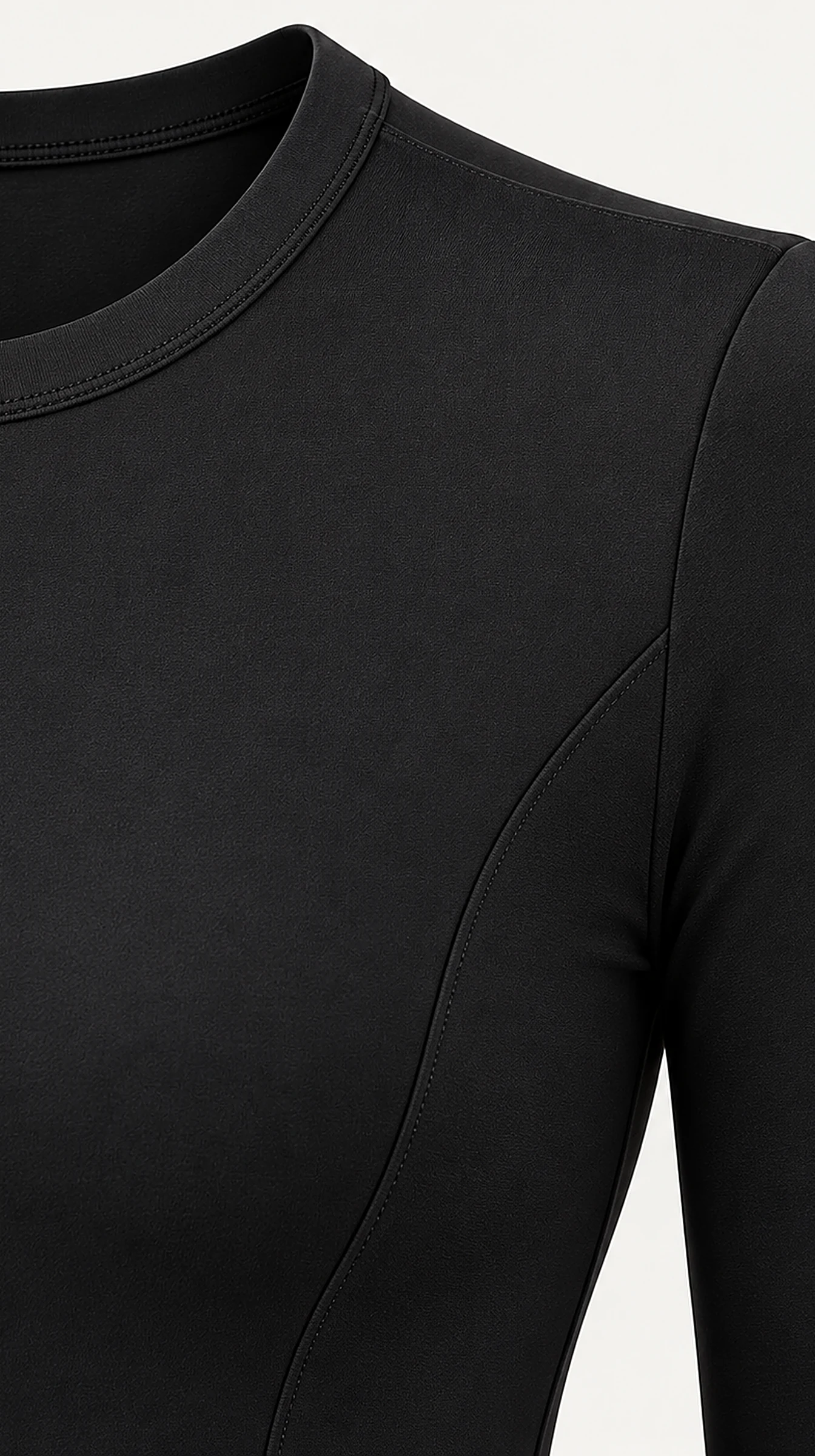 Classy Soft Long Sleeve, close-up of the crew neck and shoulder seam