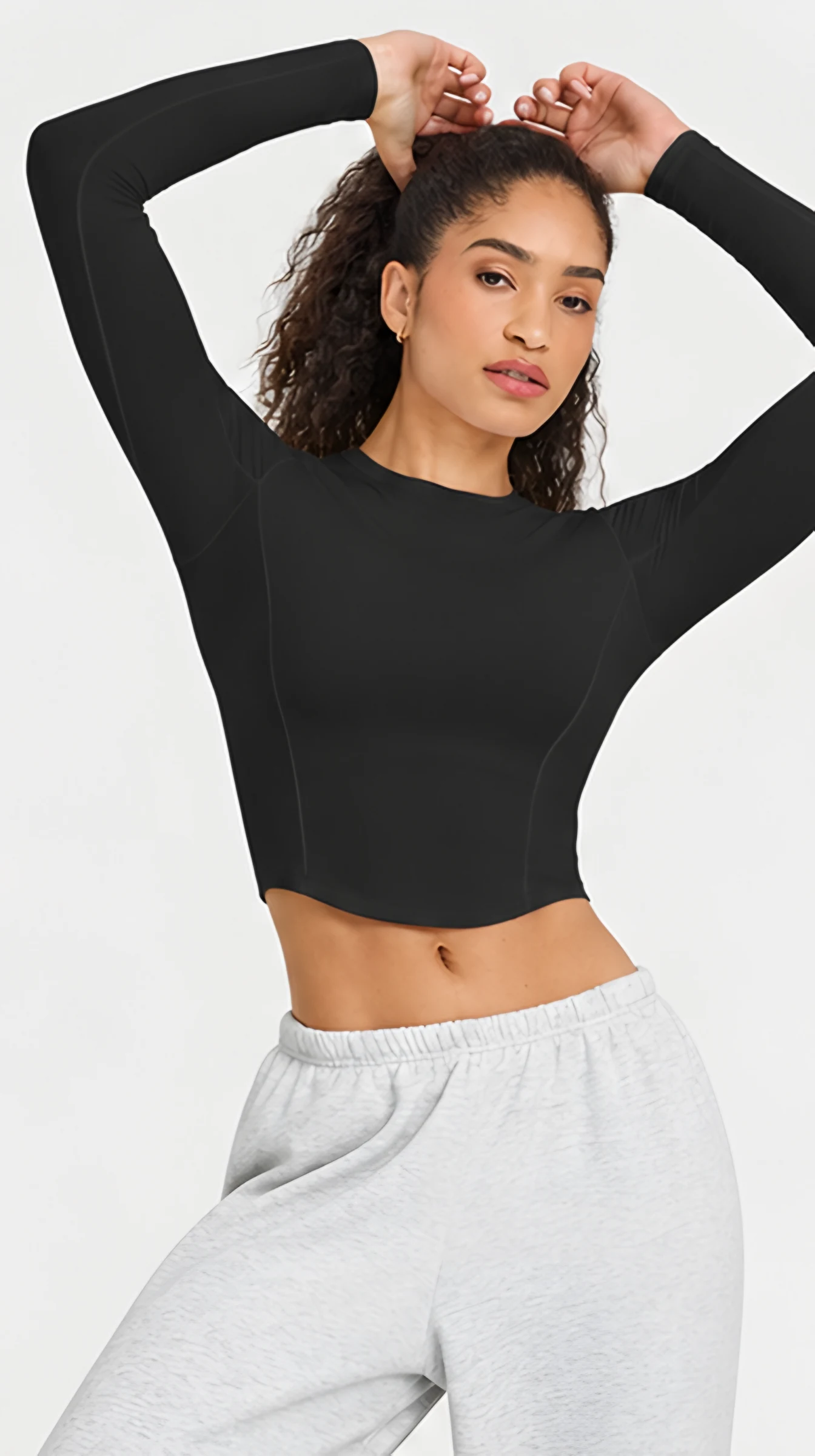 Classy Soft Mid Long Sleeve Top, worn, arms up