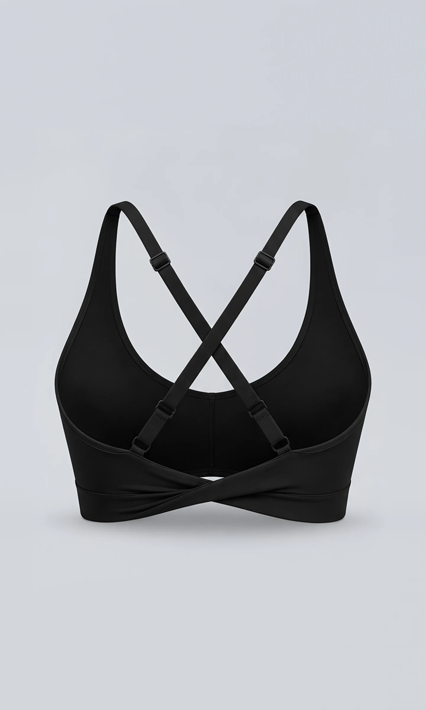 Classy UnifiedMove Micro Bralette, back view, flat, crossed straps and twisted band