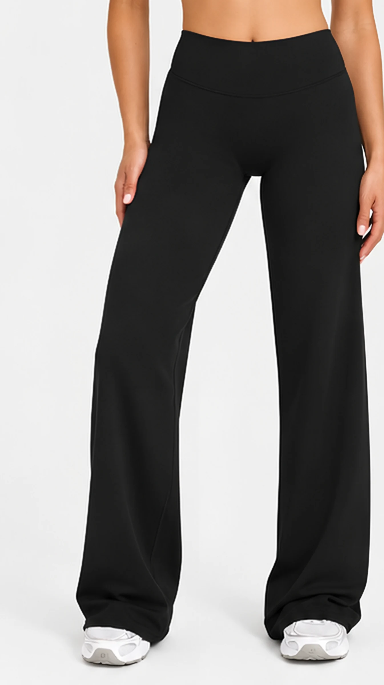 SoftMotion Classy Straight Leg Bottoms, worn, close-up of the waistband and legs